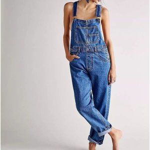 Free People.We The Free Ziggy Blue Denim 100% Cotton Baggy Overalls Size XL